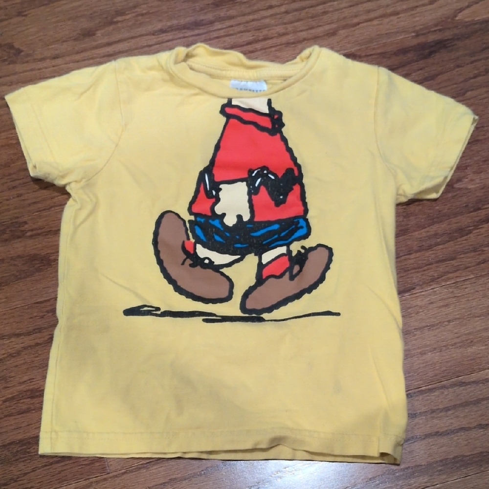Trumpette Yellow Tee with Fun Charlie Brown Body Cartoon Design